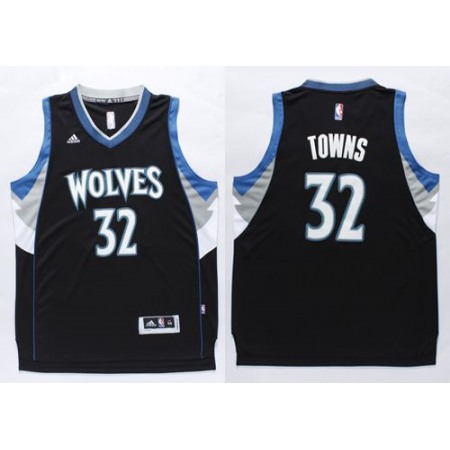 Timberwolves #32 Karl-Anthony Towns Black Stitched NBA Jersey