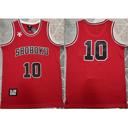 Men's Shohoku #10 Sakuragi Hanamichi Red Stitched Basketball Jersey