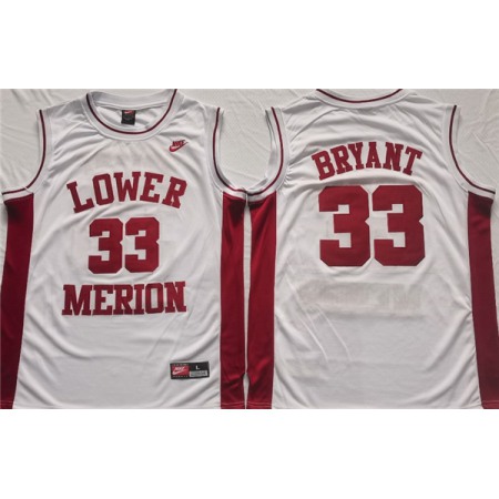 Men's Lower Merion #33 Kobe Bryant White Stitched Jersey