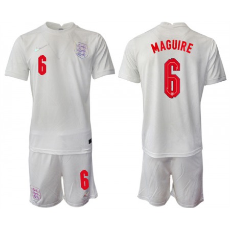 Men's England #6 Maguire White Home Soccer Jersey Suit