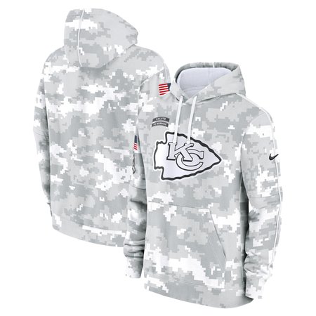 Youth Kansas City Chiefs Nike White/Gray 2024 Salute To Service Pullover Hoodie