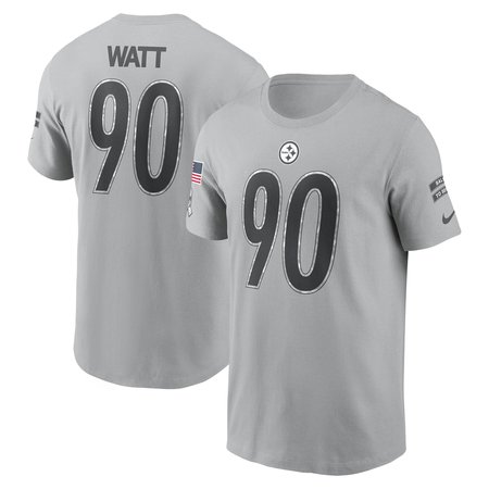 Men's Pittsburgh Steelers T.J. Watt Nike Gray 2024 Salute To Service Name & Number T-Shirt