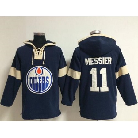 Edmonton Oilers #11 Mark Messier Dark Blue Pullover NHL Hoodie